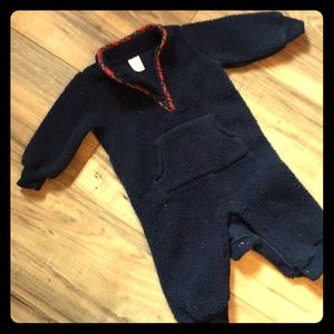 Navy blue fleece baby long sleeve/pant outfit